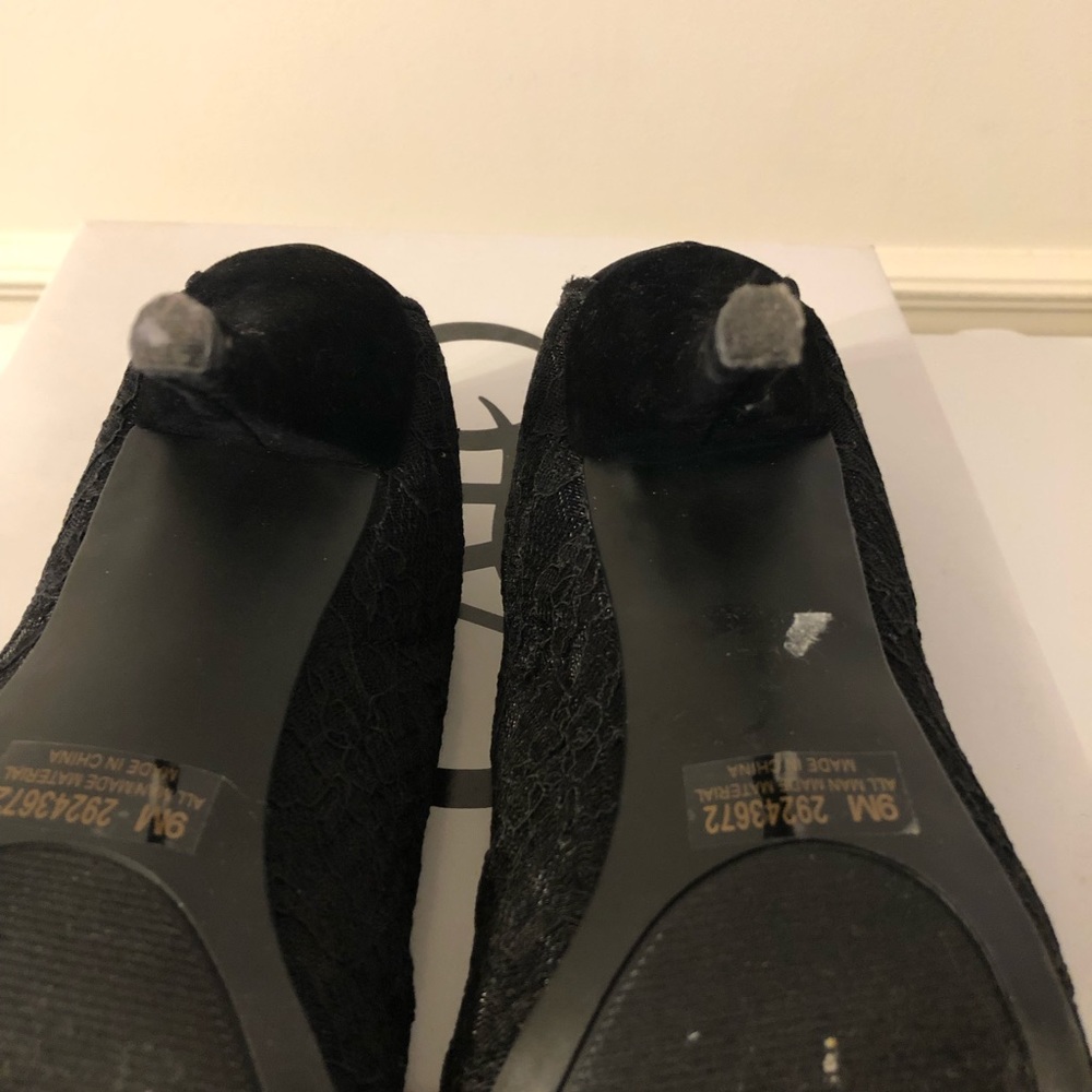 CATO Black Lace Peep Toe Heels - Picture 6 of 8
